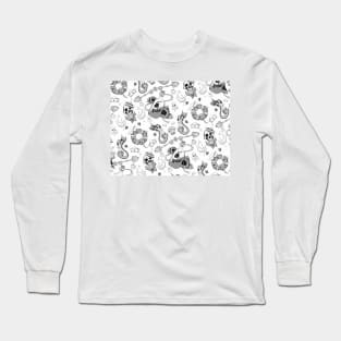 Black and White Punk Sailor Pattern Long Sleeve T-Shirt